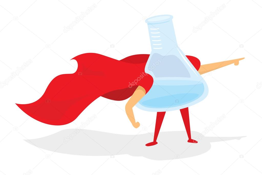 Test tube science super hero with cape