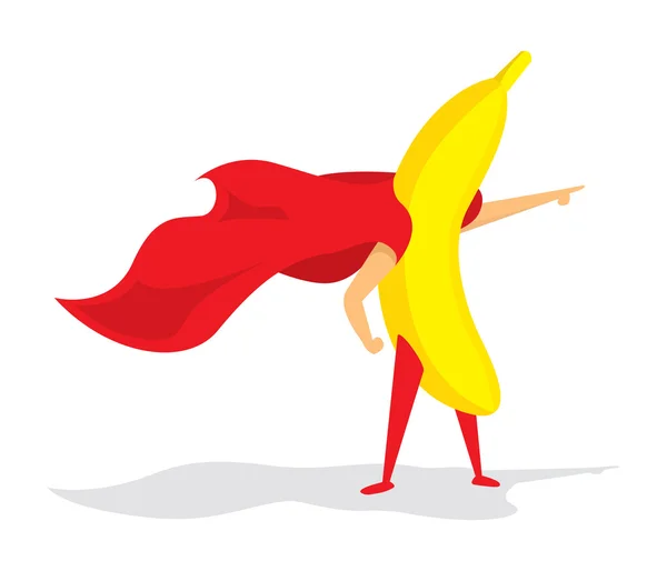 Super héros banane debout avec cape — Image vectorielle