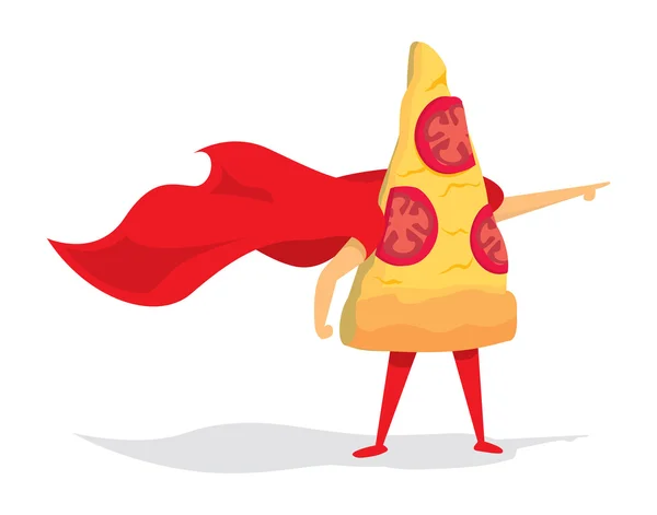 Pizza super held met cape — Stockvector