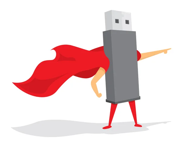 Flash drive super héroe salvar el día — Archivo Imágenes Vectoriales