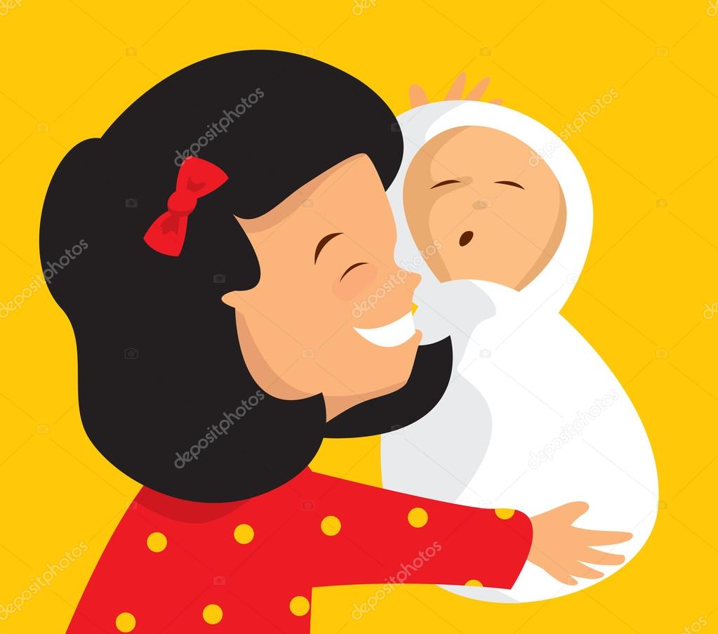 Vettoriale stockGrande sorella abbracciare un neonato fratello di  ©Curvabezier #108657168, image size:1023x903