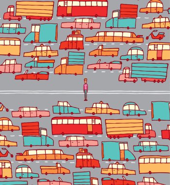 adam araba trafiği ortasında sıkışıp 