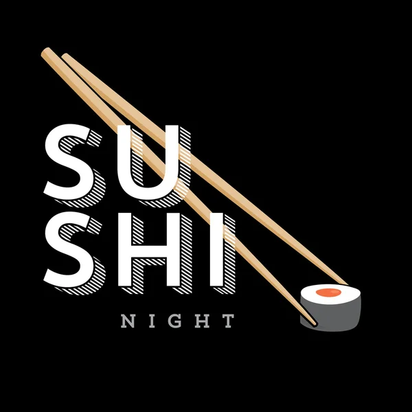 Sushi notte illustrazione segno — Vettoriale Stock