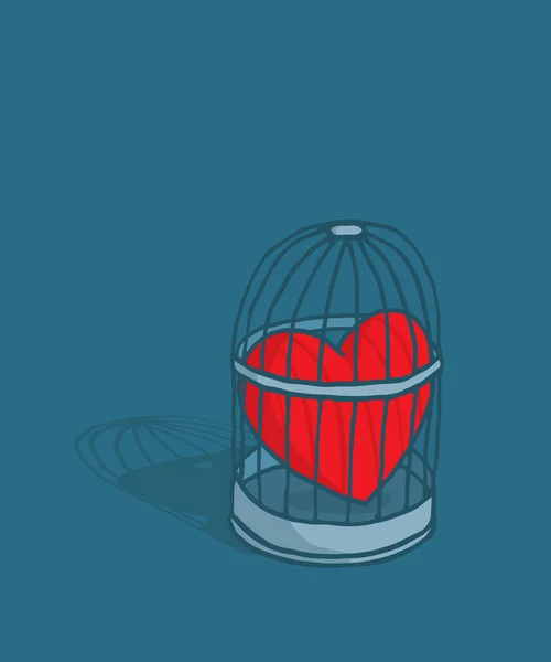 Herz oder Liebe gefangen im Käfig — Stockvektor