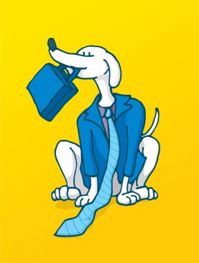 Sadık iş çalışan bir köpek kostüm gibi