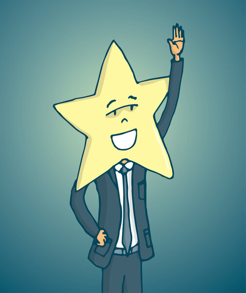 Popluar celebrity with star face waving 