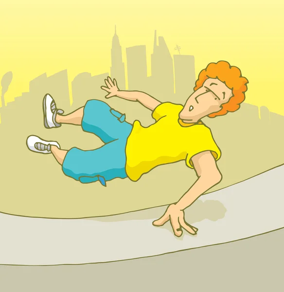 Homem praticando parkour ou freerunning na cidade —  Vetores de Stock