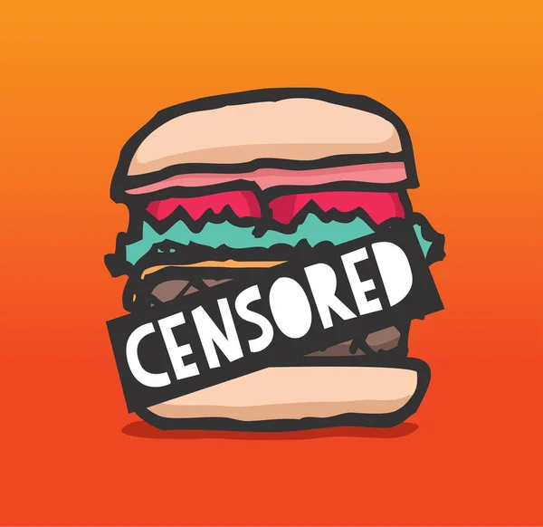 Hambúrguer de carne censurado — Vetor de Stock