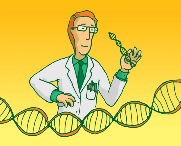 Wetenschapper die onderzoek naar genen of dna-sequentie — Stockvector