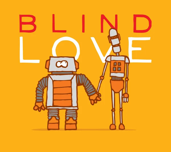 Τυφλού έρωτα ανάμεσα σε δύο διαφορετικά ρομπότ — Διανυσματικό Αρχείο