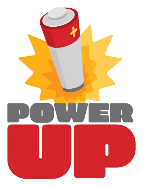 Power up sign with battery energy burst — Stock Vector