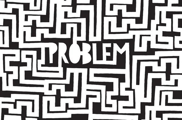 Problem hidden in endless complex maze — Stock Vector