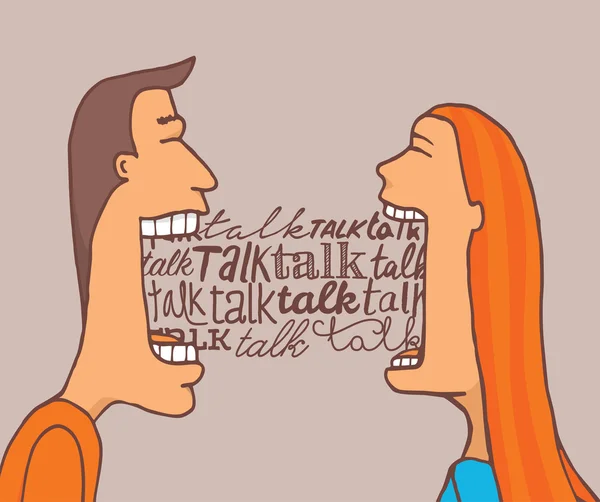 Pareja hablando y compartiendo una conversación — Vector de stock