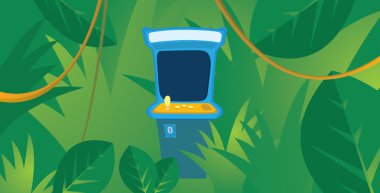 Ormanda saklanıyor yanlış yerleştirilmiş arcade makinesi