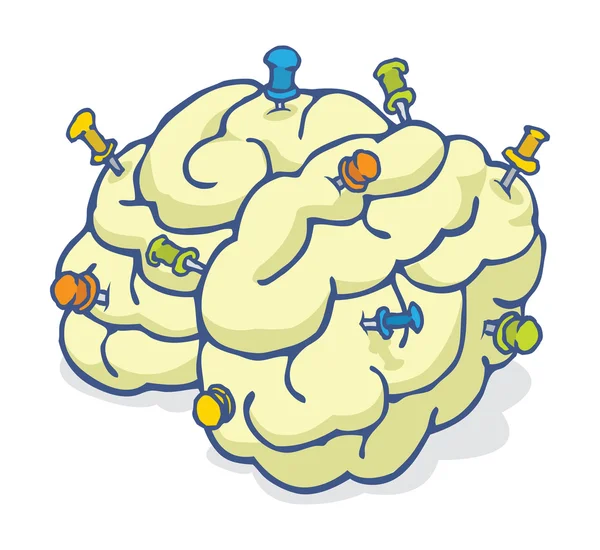 Épingles de rappel clouées au cerveau — Image vectorielle