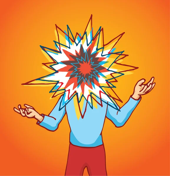 Stressed out man with exploding head — Stock Vector