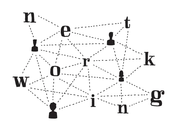 Pessoas conectando palavras e redes —  Vetores de Stock