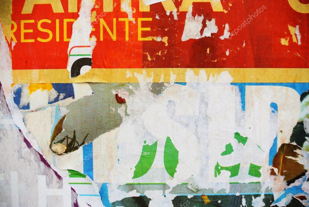 Random background collage paper texture on eroded wall Stock Photo by ...