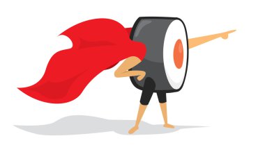 Suşi roll süper kahraman ile ileriye dönük cape