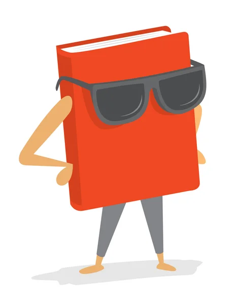 Libro rojo fresco con gafas de sol — Vector de stock