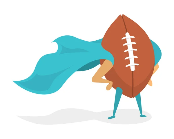 Super american football hero ball with cape — Stock Vector