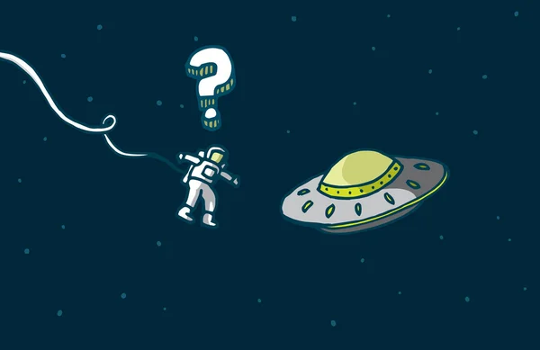 Astronaut meets a ufo or spaceship — Stock Vector
