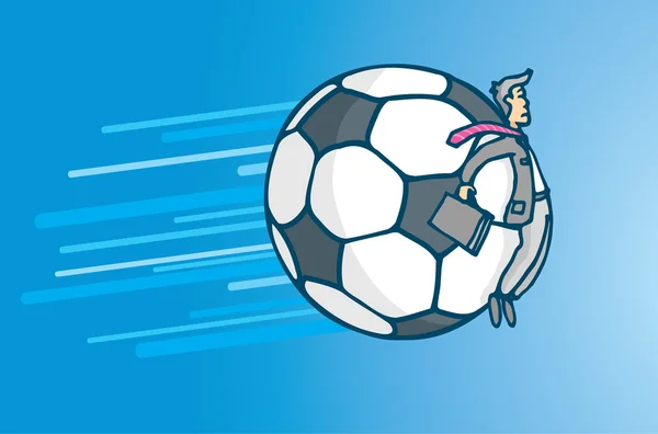 Футбольный бизнес или бизнесмен, пострадавший от гигантского мяча — стоковый вектор