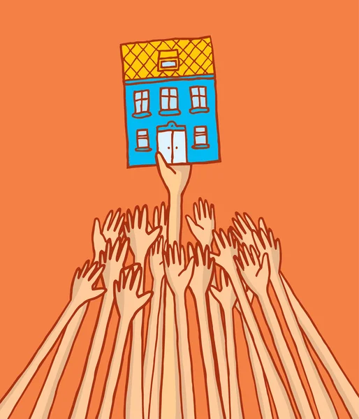 Διαγωνισμός για την ενοικίαση ή αγορά ενός σπιτιού σε ελέγχου ενοικιάσεων — Διανυσματικό Αρχείο