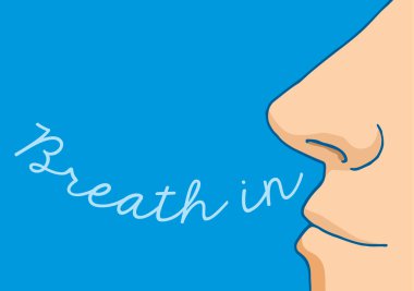 Cartoon nose breathing in word clipart