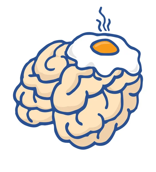 Egg cooking over hard thinking brain — Stock Vector