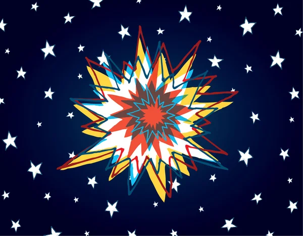 Cartoon big bang or colorful explosion in space — Stock Vector