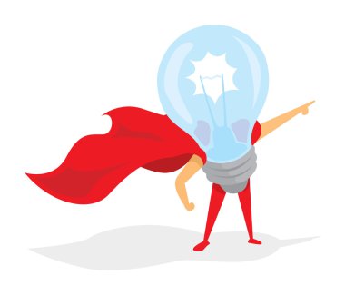 Ampul veya Süper fikir kahraman pelerin ile