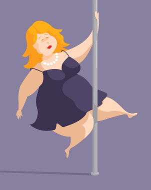 Artı boyutlu kadın seksi hissediyor ve kutup dans 