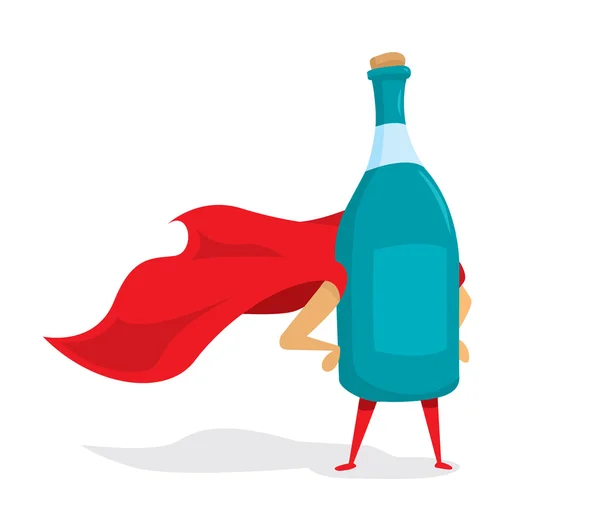 Bottiglia super eroe con mantello — Vettoriale Stock