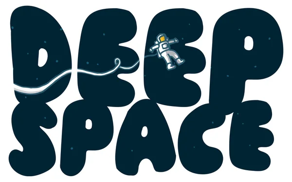 Deep space words with exploring astronaut — Stock Vector