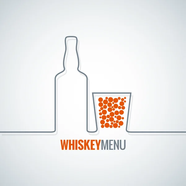 Whisky bouteille en verre ligne conception vectoriel fond — Image vectorielle