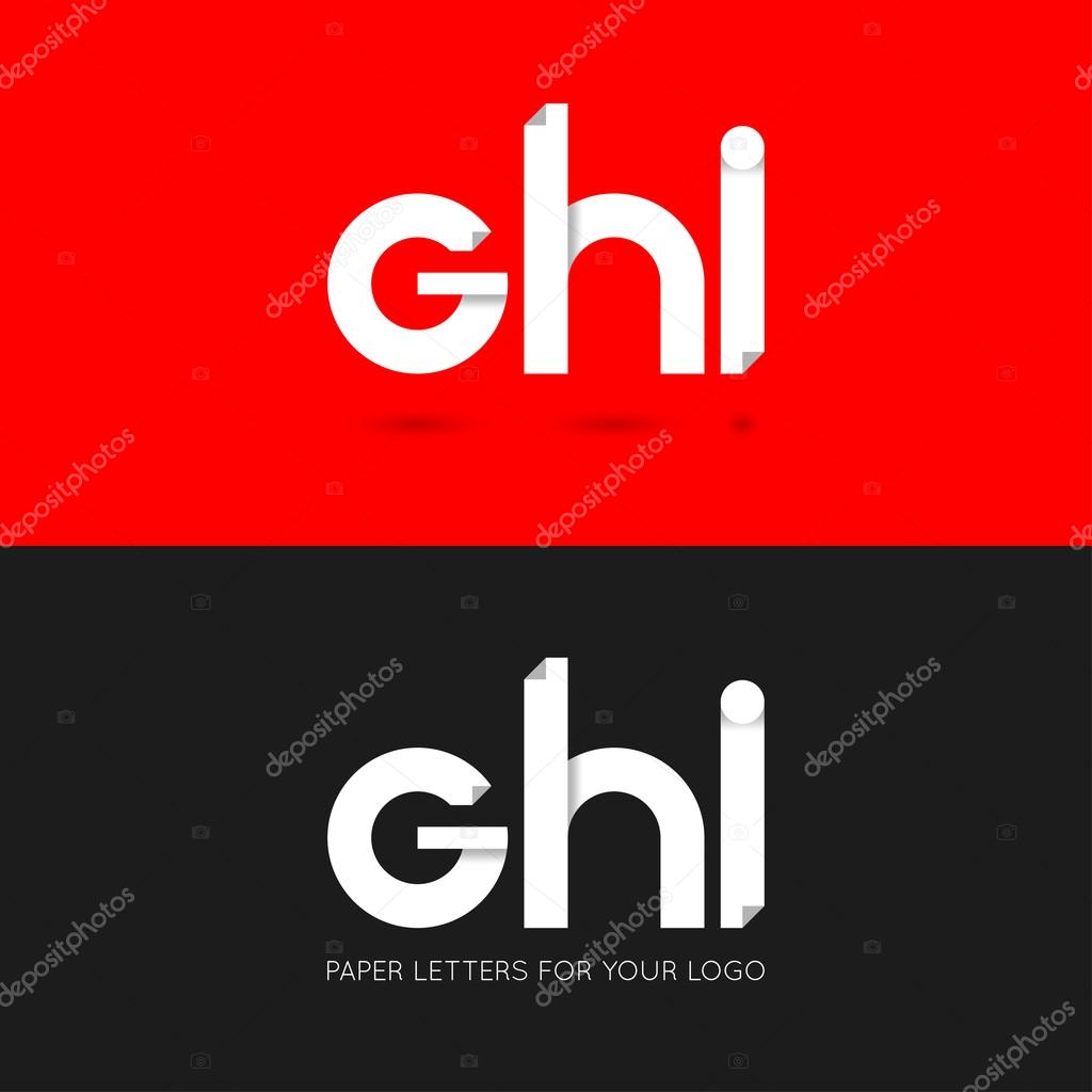 Letter G H I logo paper set background 10 eps