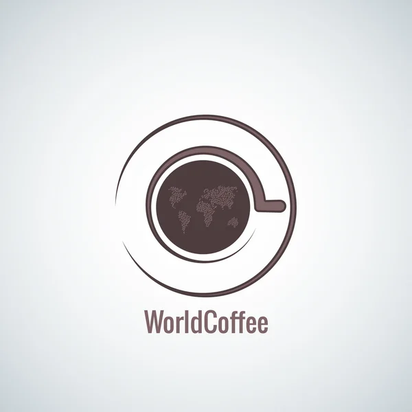 Copo de café mapa mundo conceito vetor fundo — Vetor de Stock