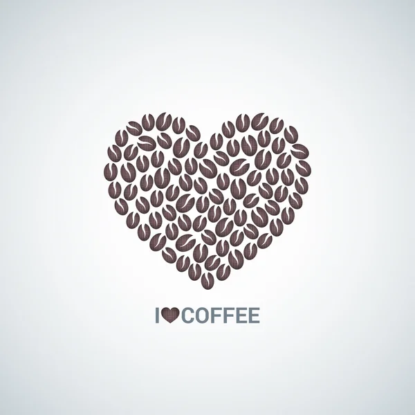 Granos de café amor concepto vector fondo — Vector de stock