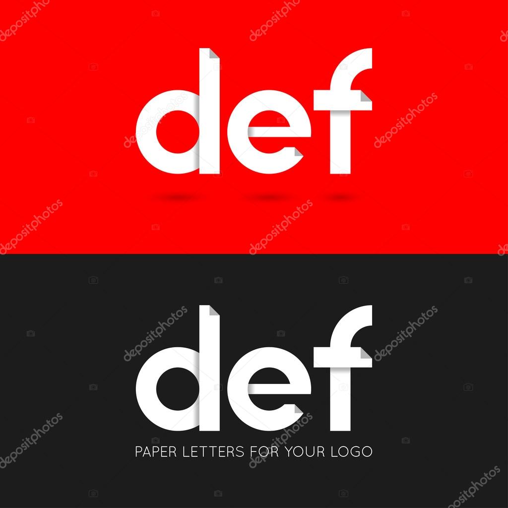 Letter D E F logo paper set background 10 eps