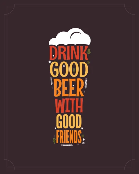 Bière verre concept slogan fond — Image vectorielle