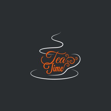 Çay Logo kupa süslü tasarım arka plan.