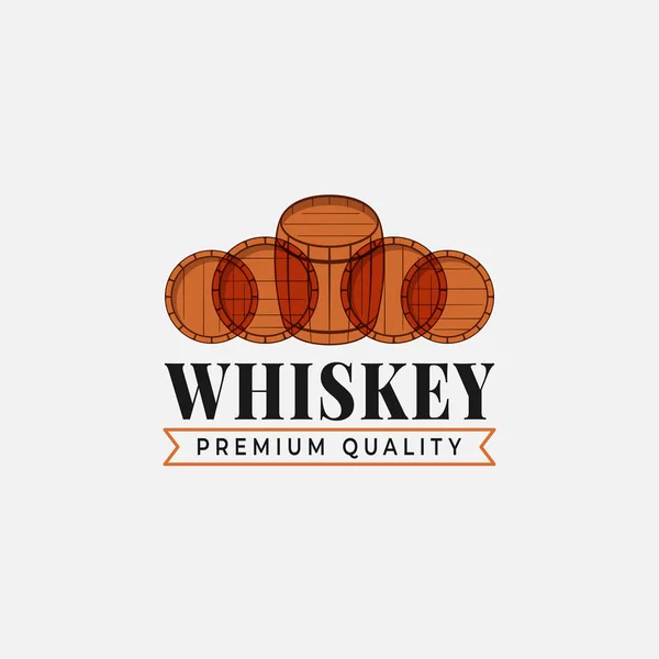 Logo de whisky con barriles de whisky en blanco — Vector de stock