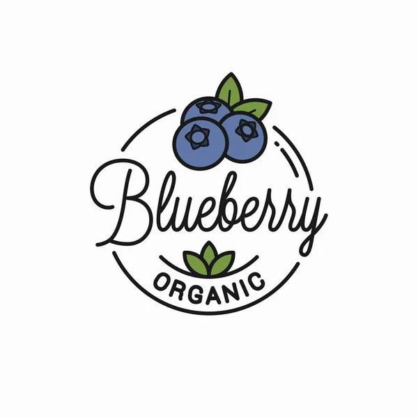 Logo borówki. Okrągłe liniowe jagody organiczne — Wektor stockowy