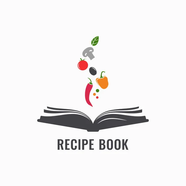 野菜とレシピ本。レシピの料理本 — ストックベクタ