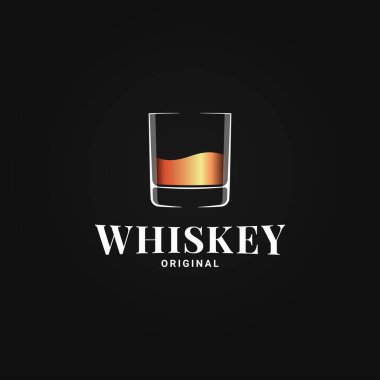 Viski camı logosu. Bardakta altın viski