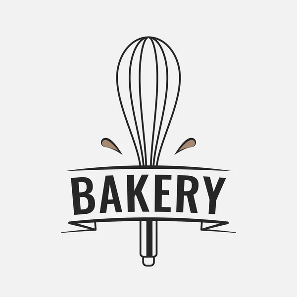 Bakery logo with whisk for baking on white — Stock Vector