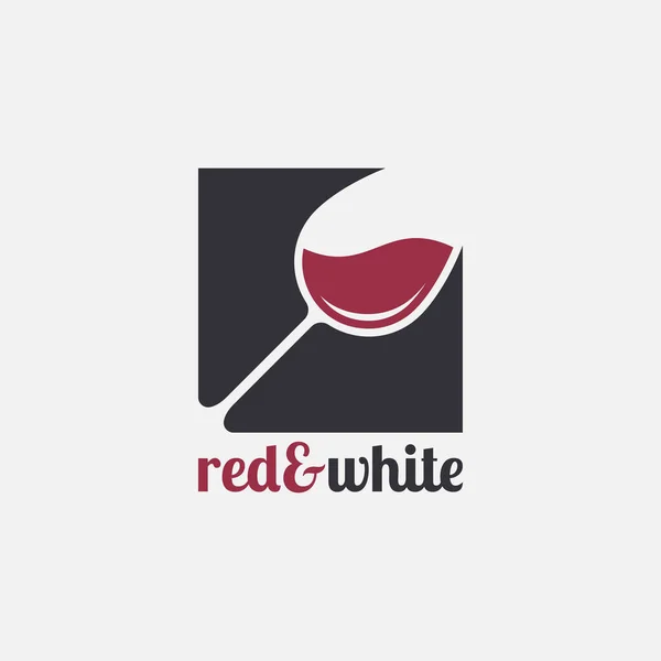 Wine glass logo. Red and white wine on white — Stock Vector