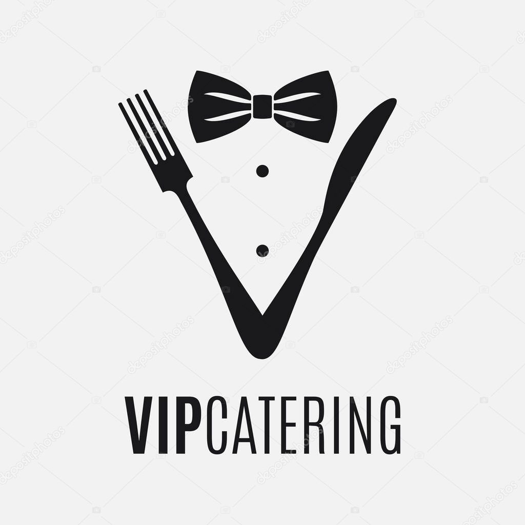 Fork and knife logo. Catering concept on white background 8 eps
