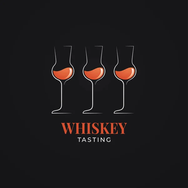 Logo degustacji whisky z kieliszkami whisky na czarno — Wektor stockowy